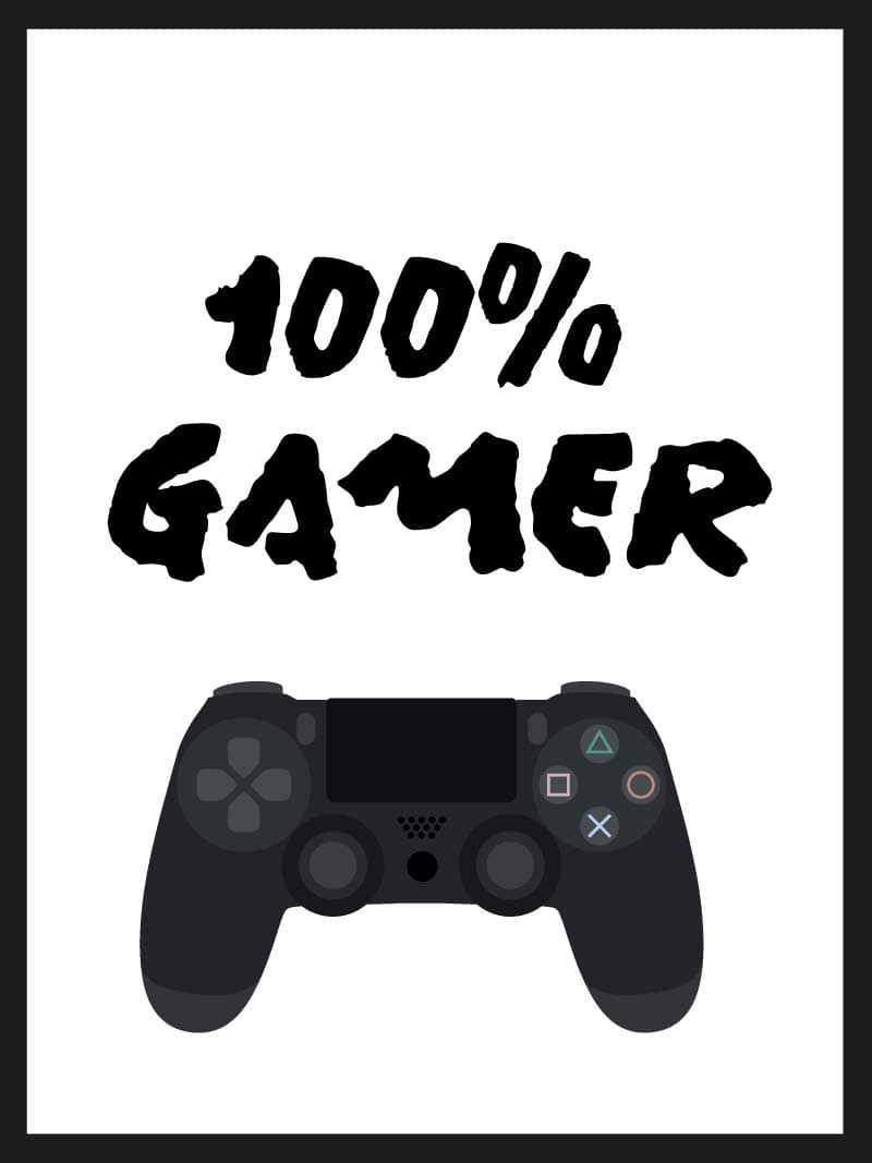 100% Gamer Plakat – Uundgåelig for Gaming Fans!