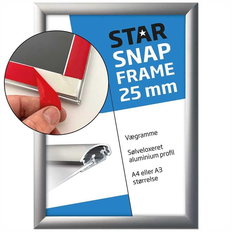 Elegant Klapramme Fast-Fix i Aluminium/Sølv med Tape
