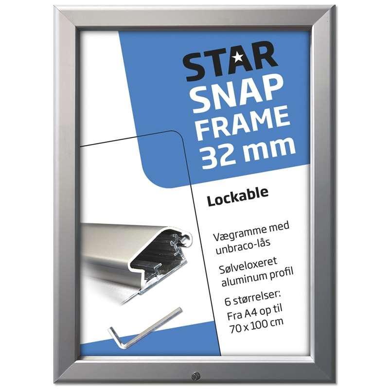 Elegant Sølv Klapramme Med Lås til Plakater - Bestil Nu!