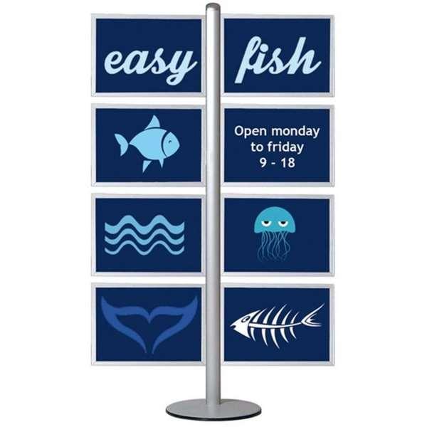 Elegant multistander med 8 A3 rammer til plakater