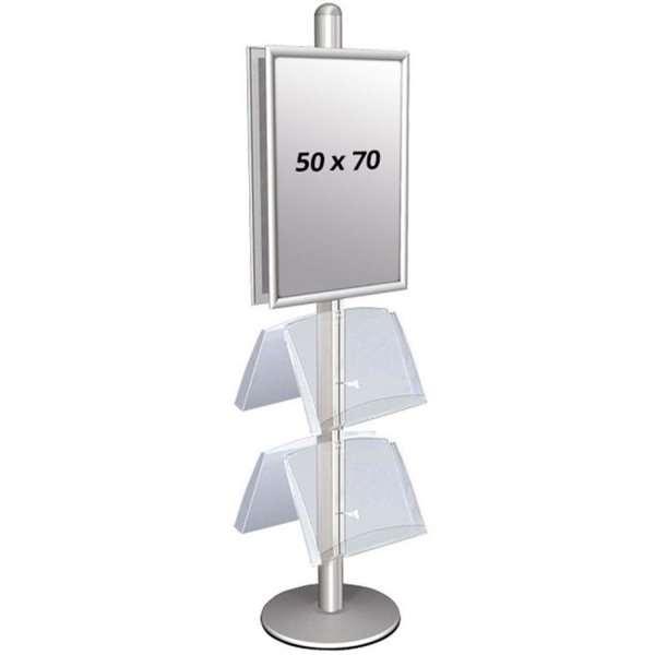 Multistander 4 – Dobbeltsidet Plakatdisplay med Hylder