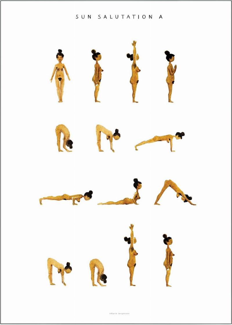 Yoga Plakater Solhilsen A Kvinder Guld