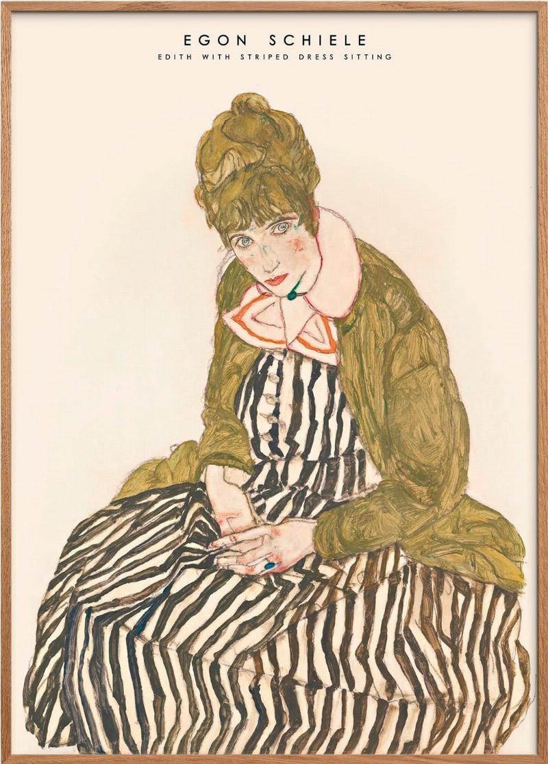 Egon Schiele: Edith i stribet kjole