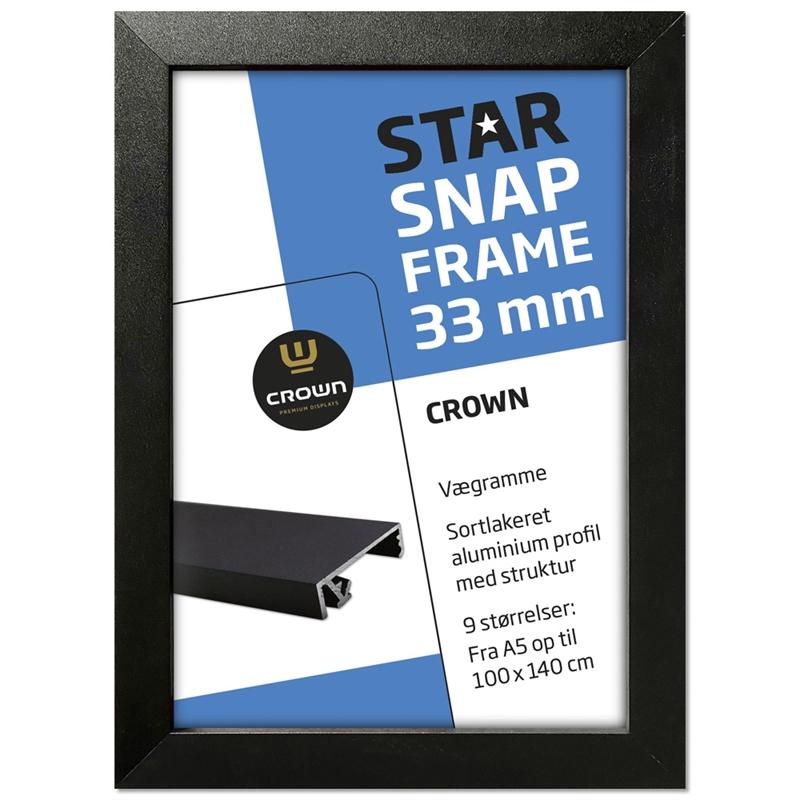Crown Alu Klapramme Sort – Elegant 33 mm til Vægkunst