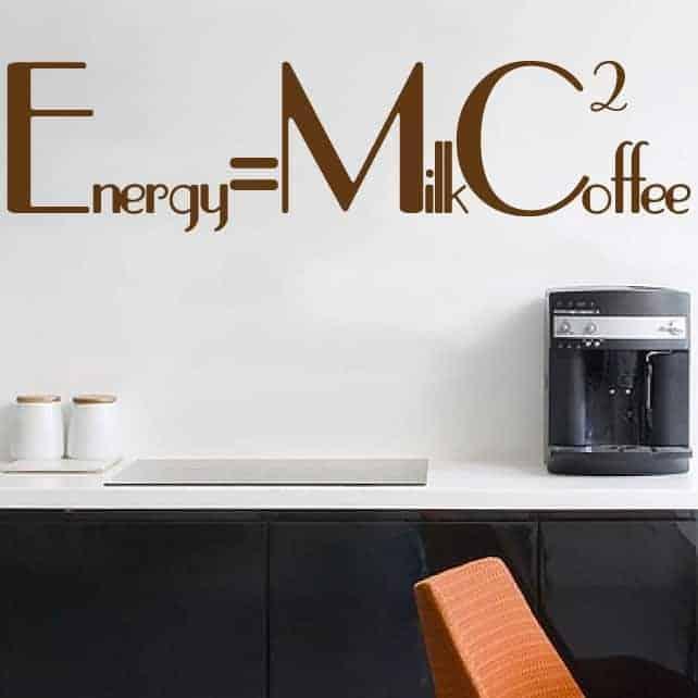 Energi = Mælkekaffe – Vægdekoration til Kaffeelskere