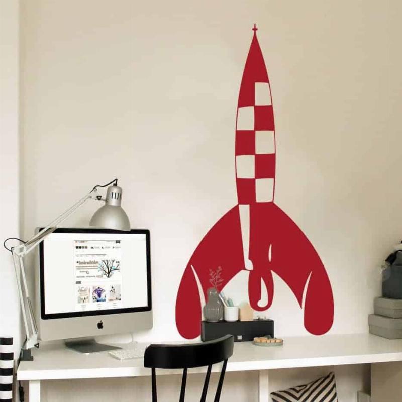 Måneraket Tintin Wallstickers – Vægkunst til Børneværelset