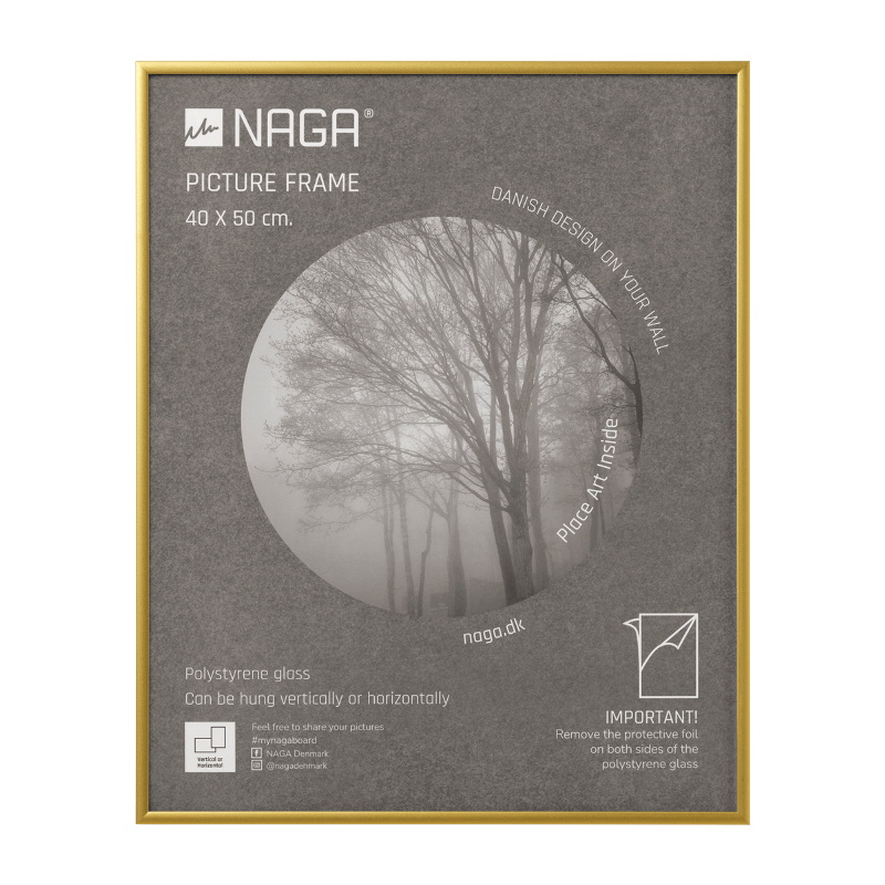 Elegant Billedramme 40x50 Cm i Mat Guld – Vægpynttilbud