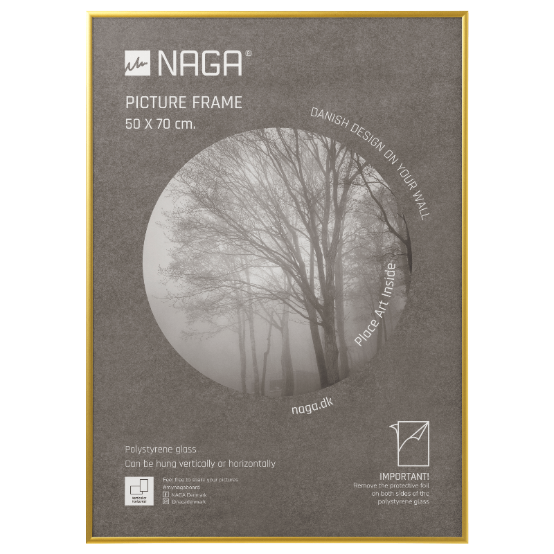 Elegant Plakatramme 50x70 cm i Mat Guld - Stilfuld Udsmykning