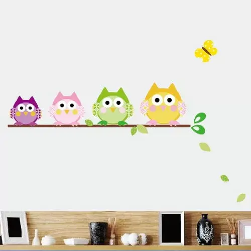 Magisk Ugle Vægkunst – Farverige Wallstickers til Børn