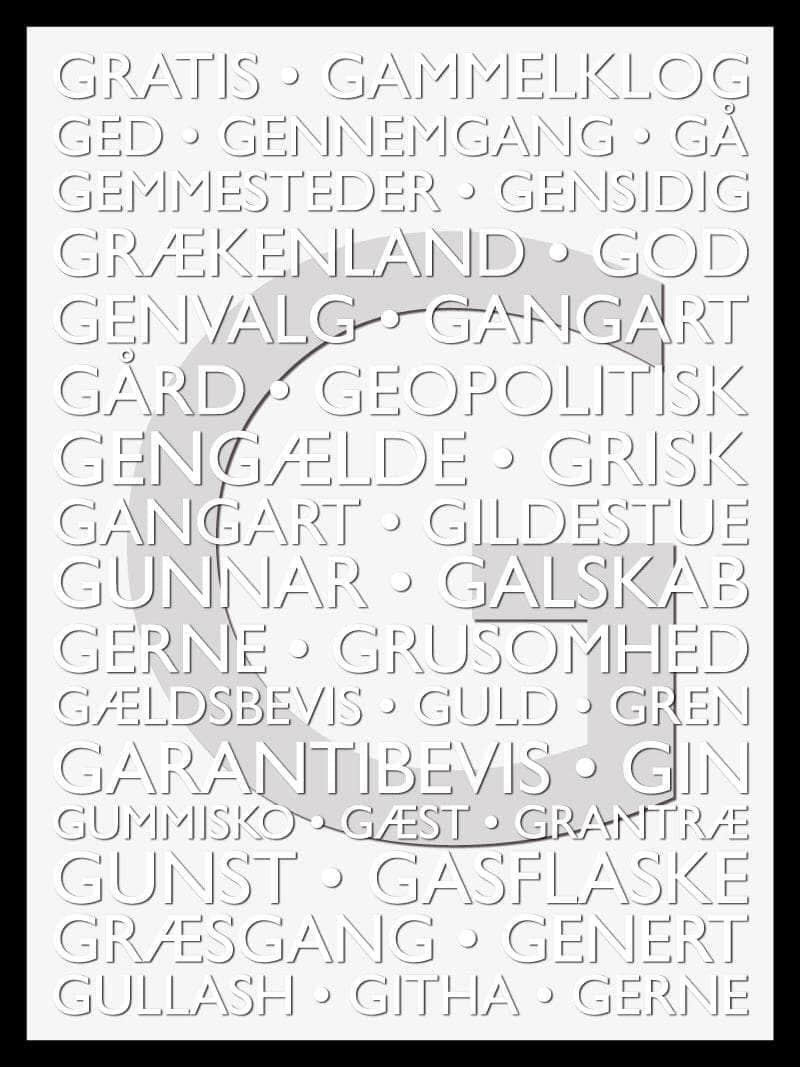 Inspirerende Alfabetplakat med Bogstav G til Børneværelset