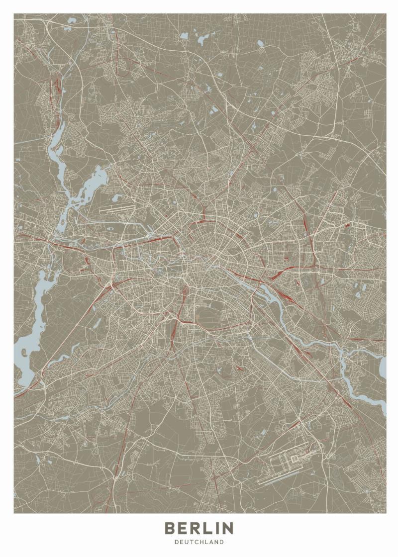 Illux Berlin Vægkort – Unikt Kunstnerisk Bykort på Udsalg