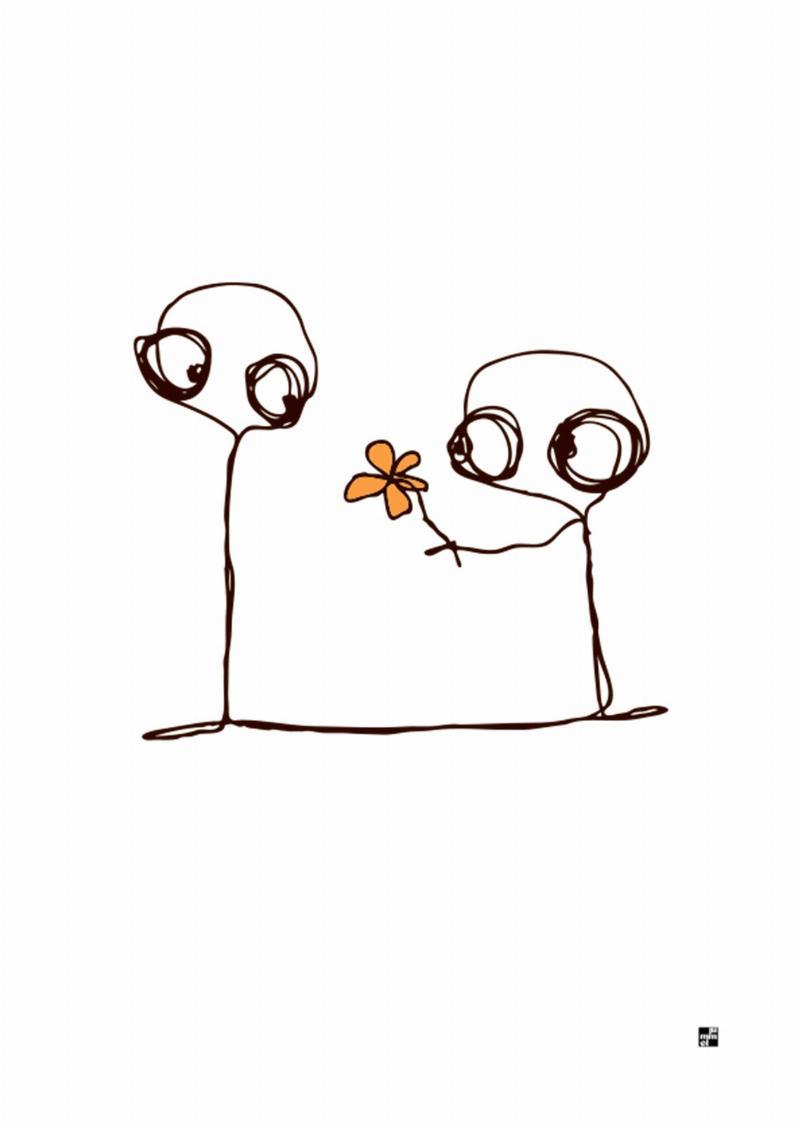 Unikt orange blomsterkunstværk fra Jummel Designstudio
