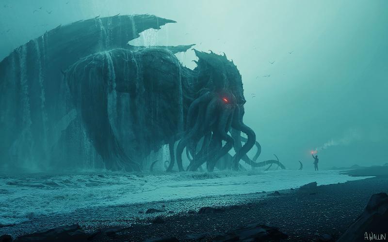 Cthulhu Vågner – Unikt Kunstværk til Dit Hjem