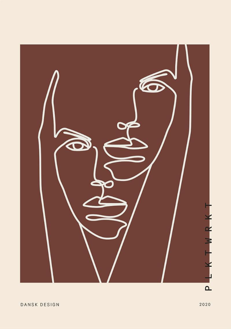 Abstrakt Plakat med Kurver – Stilfuld Kunst til Dit Rum