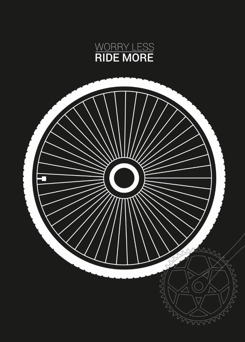 Inspirerende Vægkunst "Ride More" – Unik Grafisk Illustration