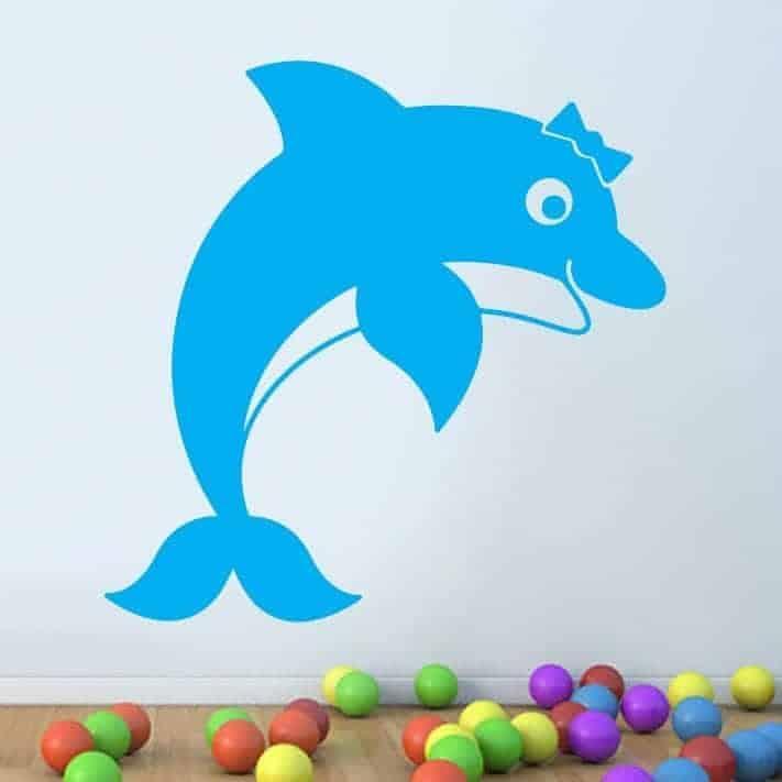 Delfin med Sløjfe - Magisk Væggemærke til Børneværelset