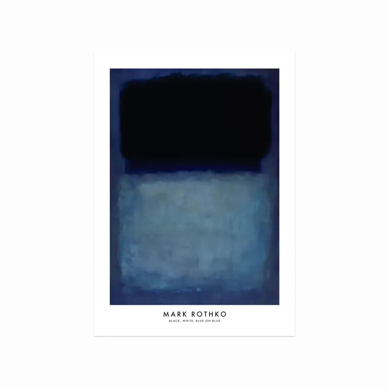 Mark Rothko Plakat: Abstrakt Kunst i Sort, Hvid og Blå