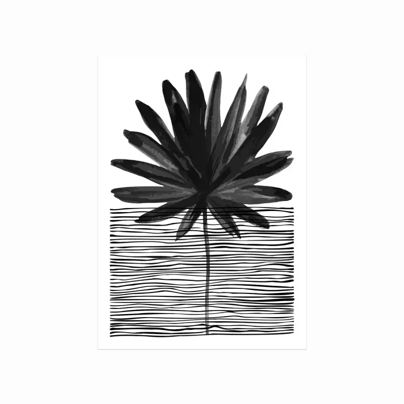 Sofistikeret sort-hvid plakat: Palm No 01 til indretning