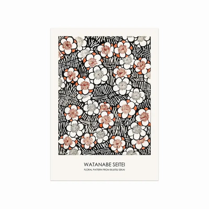 Japansk Plakat - Blomsterdesign II til Elegance i Dit Hjem