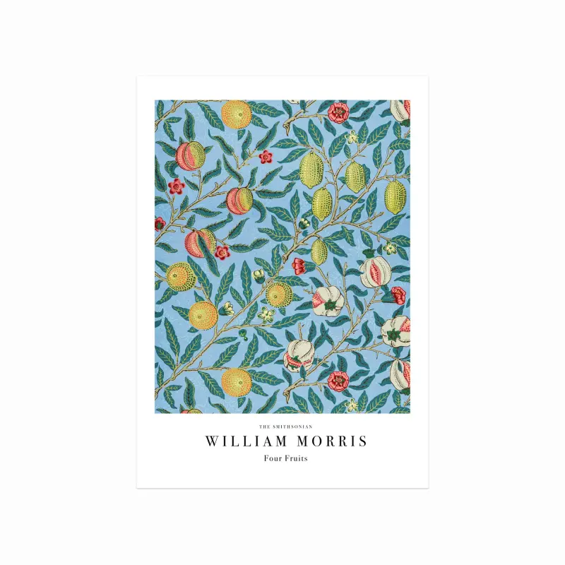 William Morris plakat: Fire frugter – kunst til hjemmet!