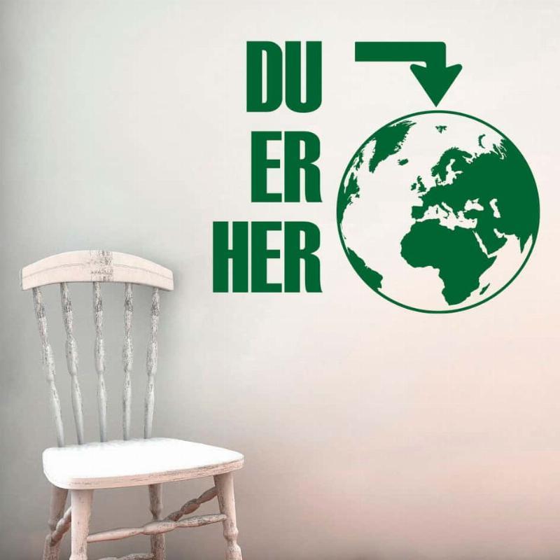 Elegant Væggemærke "Du Er Her Jorden" til Dit Hjem