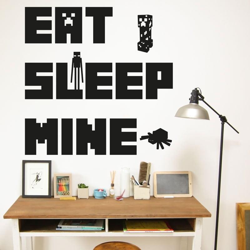 Minecraft Væggesticker: Spis, Sov, Mine! til Børneværelse