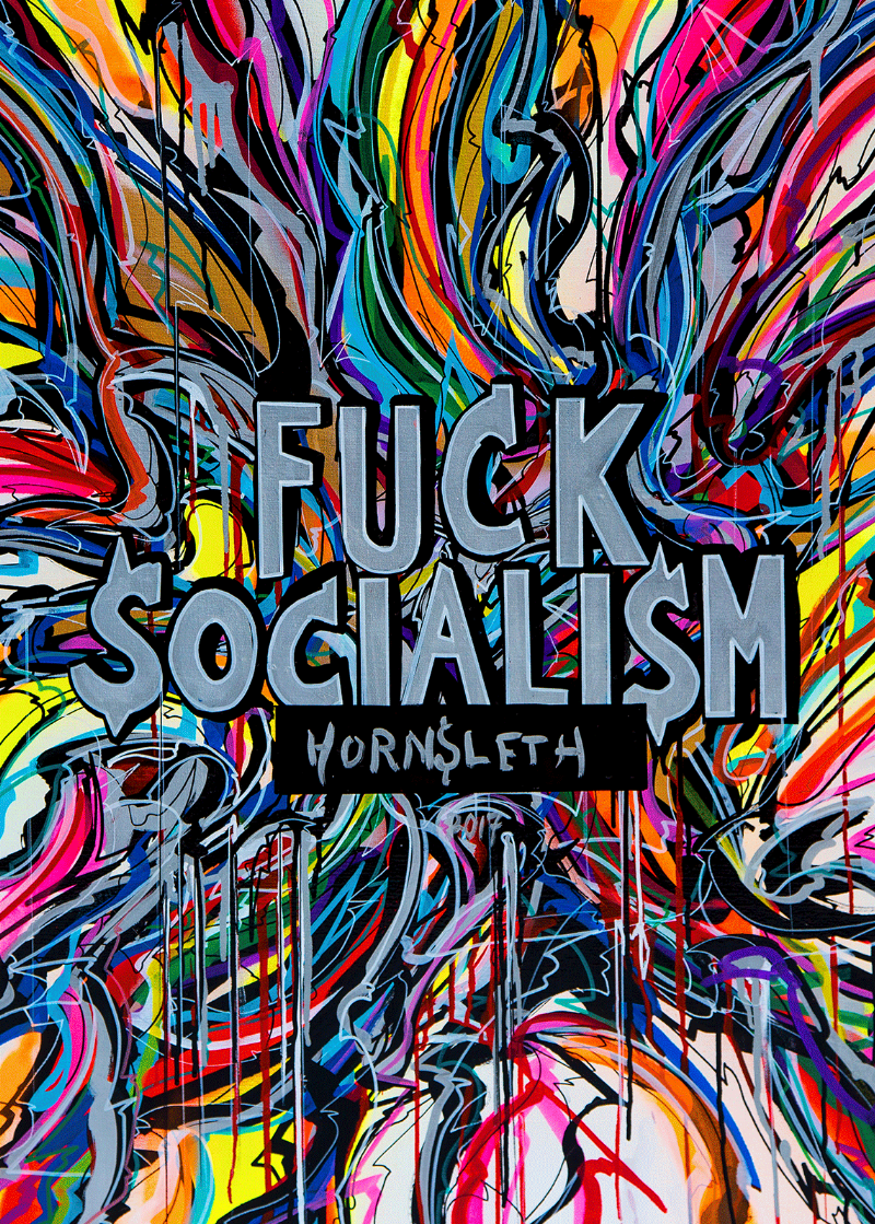 Provokerende Vægkunst: Sig Nej til Socialisme - Unik Dekorativ Kunst