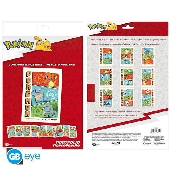 Pokémon Starter Plakat – 9 Ikoniske Figurer – Black Friday!
