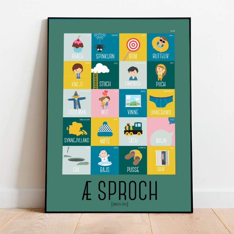 Æ Sproch Plakat i Grøn – Unik Kunst til Dit Hjem!