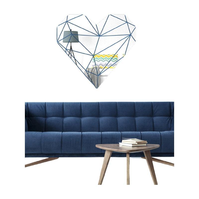 Hjerteformet spejl wallsticker – Romantisk vægkunst til hjemmet