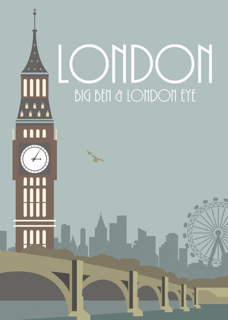 London Illustration af Rikke Axelsen – Eksklusiv Vægkunst