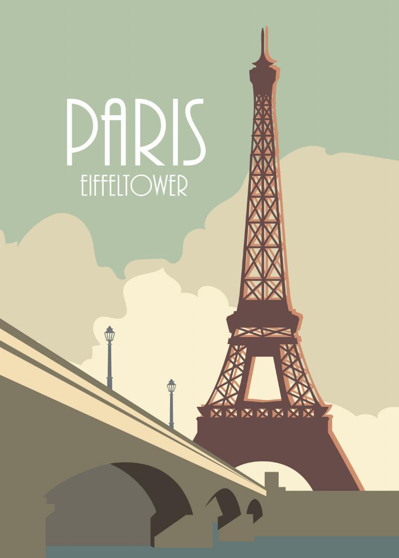 Unik Illustration "Paris" af Rikke Axelsen til Dit Hjem