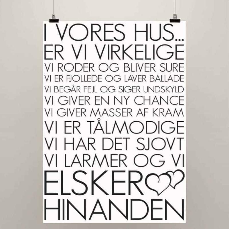Inspirerende Kunstplakat – Husregler til Dit Hjem