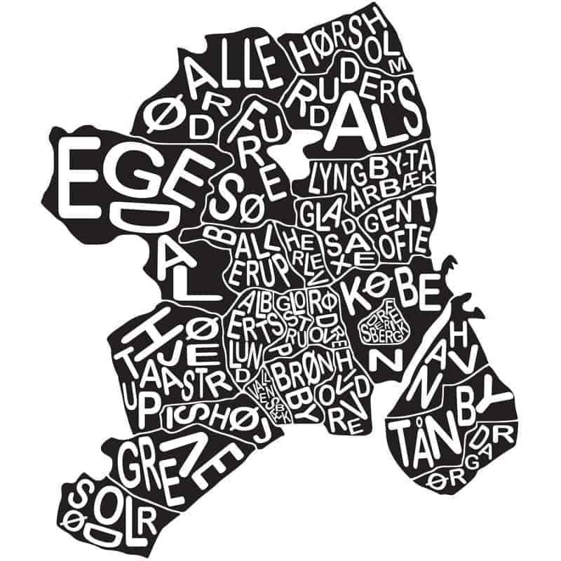 Københavns Kommuner Vægdekoration - Unik Wallsticker til Hjemmet
