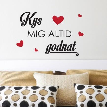 Romantisk Vægklistermærke - Kys Mig Godnat til Hjemmet