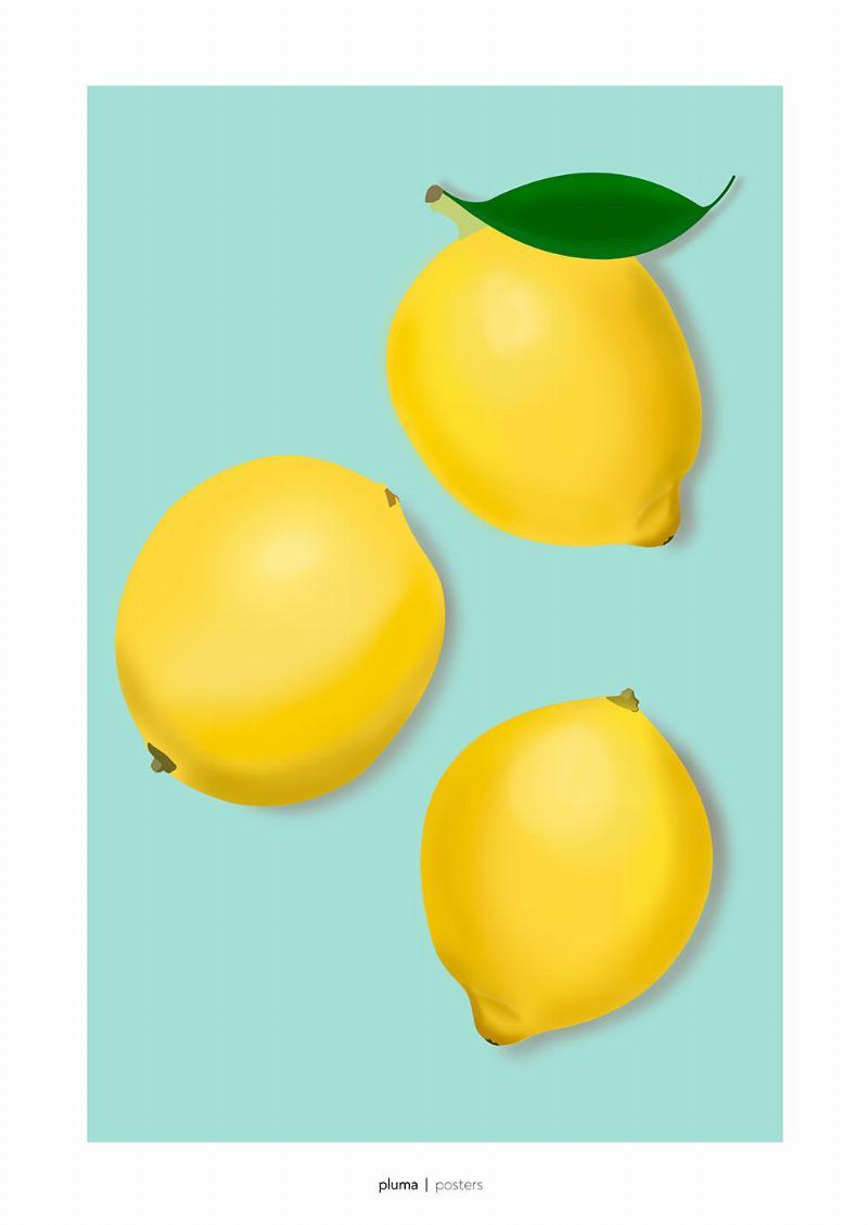 Frisk Citronplakat fra Pluma – Vægkunst til Dit Hjem