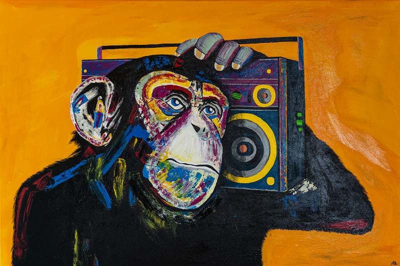 Unik vægkunst: Monkey Business af Allan Larsen – Bestil nu!