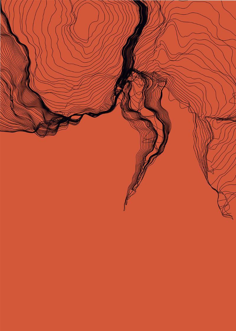 Orange Blyantlinjer – Unik Kunst med 50% Rabat!
