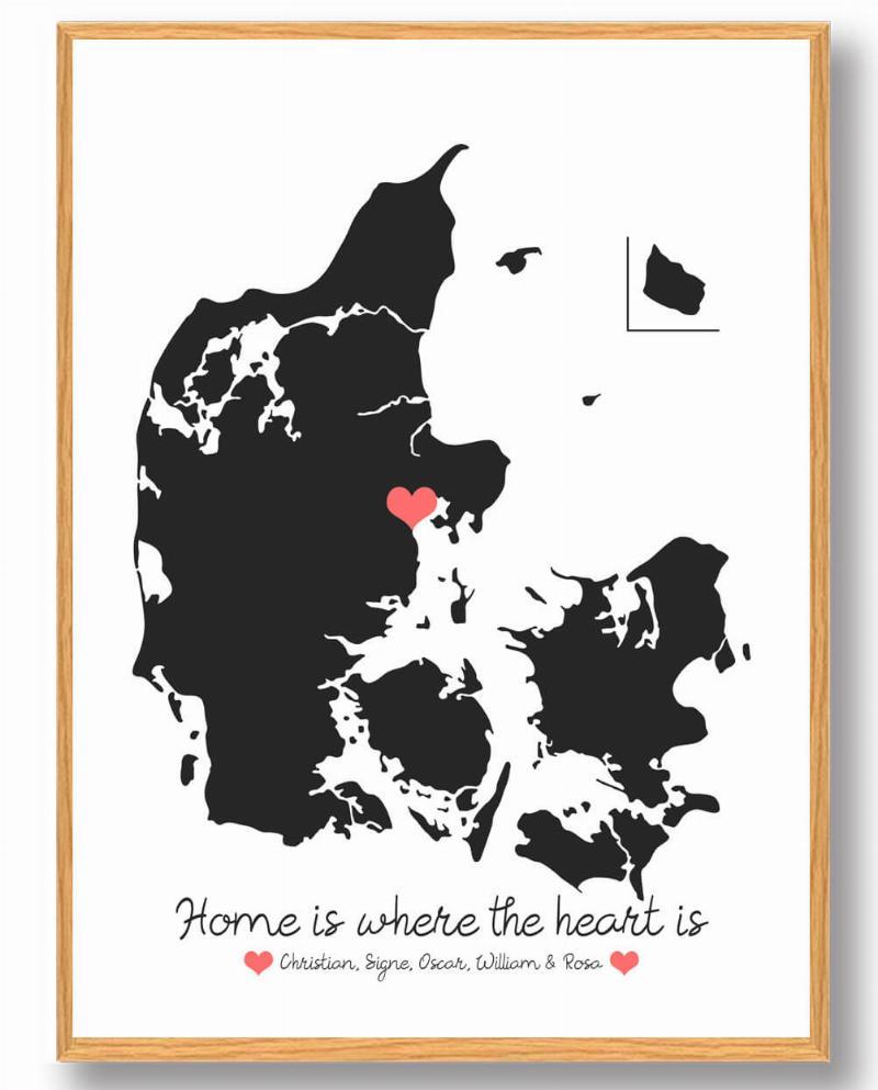 Personlig Sort Danmarkskort Plakat – En Unik Gaveidé!