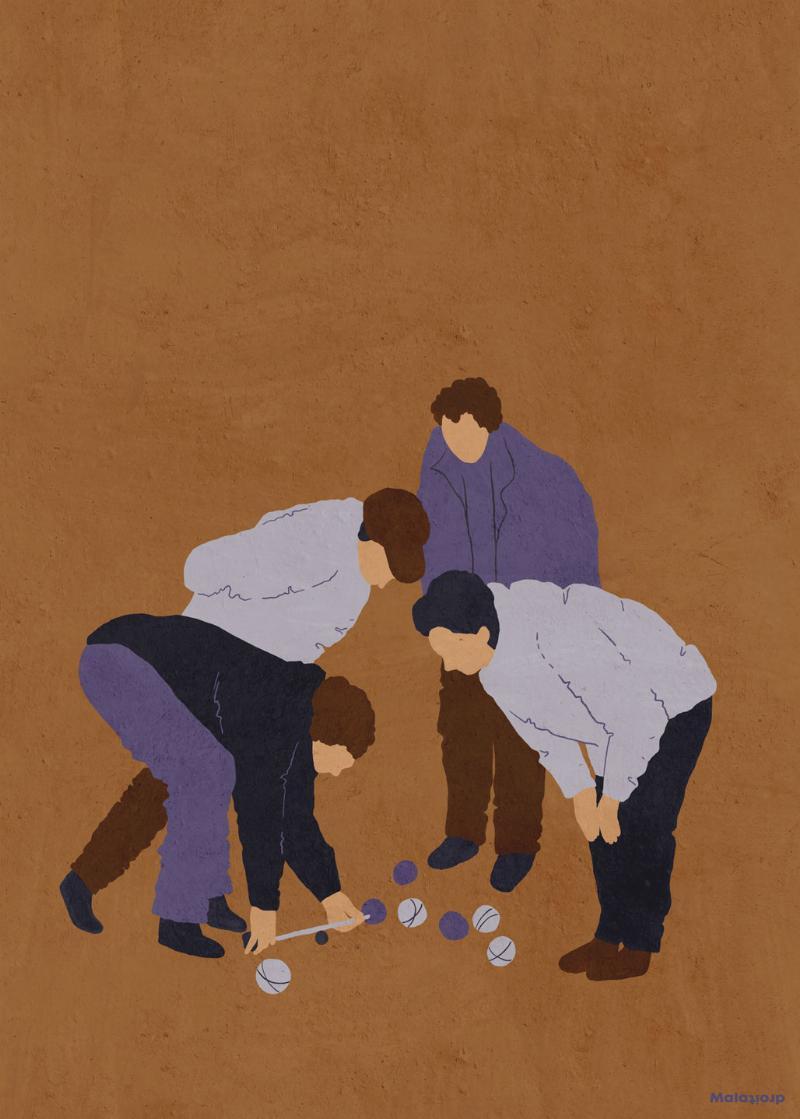 Petanque Bold i Orange – Unik Vægkunst til Dit Hjem
