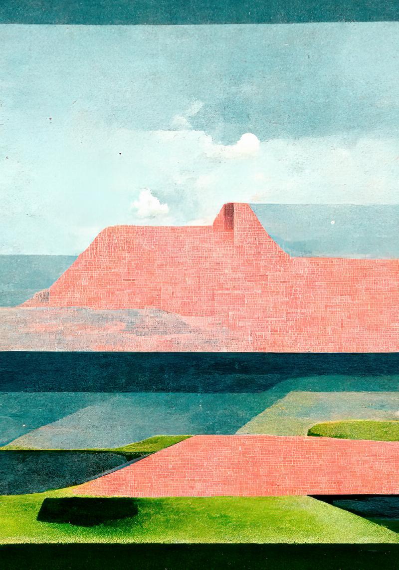 Lyserød Sommerstrand V1 – Smukt Kunsttryk til Dit Hjem
