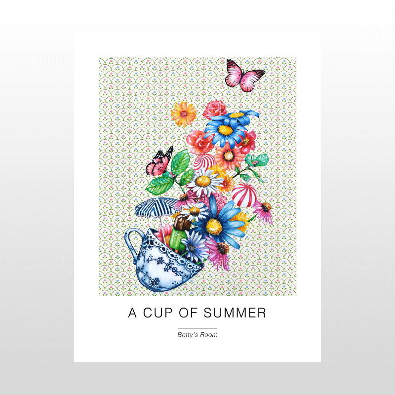 Kunstplakat "En kop sommer" – Farverig vægpynt til hjemmet