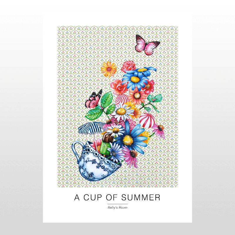 Kunstplakat "En kop af sommer" – Lys dit hjem op!