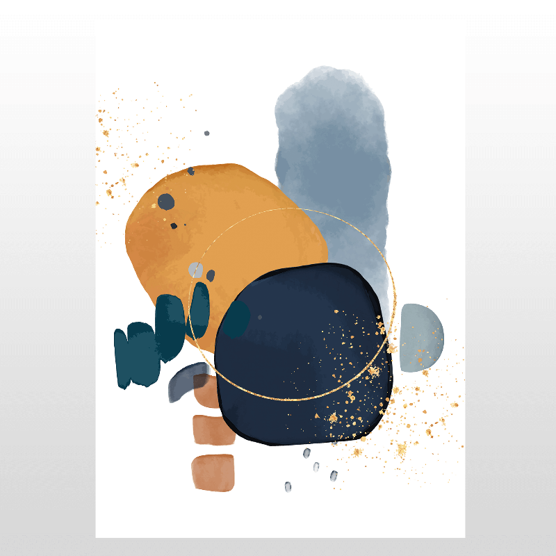 Moderne Abstrakt Blå Plakat – Kunst til Dit Hjem 50 x 70 cm