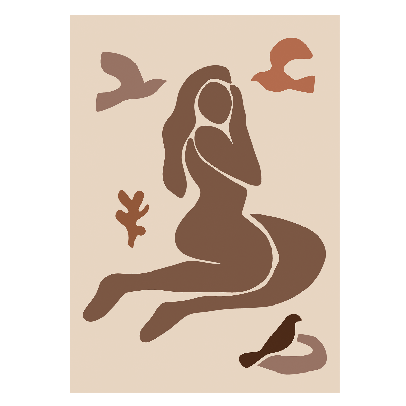 Rosa Fuglesilhuet Plakat – Elegant Vægkunst til Dit Hjem