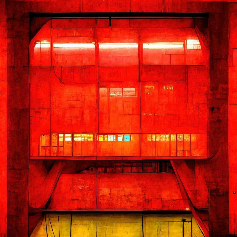Rød Pompidou V1 Kunsttryk – Unik Moderne Kunst til Dit Hjem