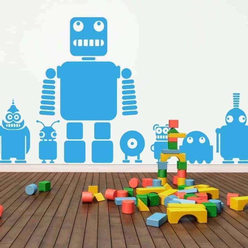 10 Robot Vægklistermærker – Forvandl Børneværelset!