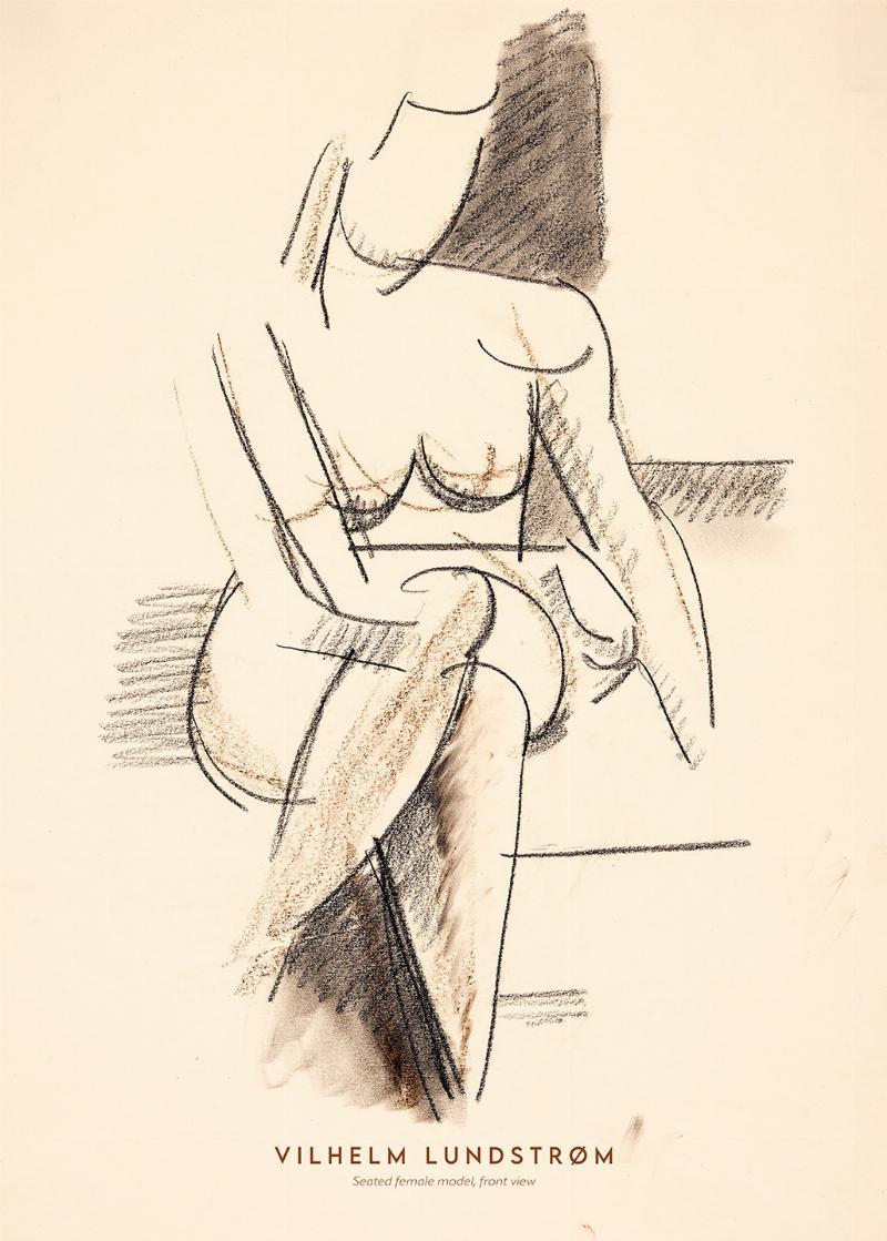 Siddende Kvindelig Model Plakat – Kunst til Dit Hjem