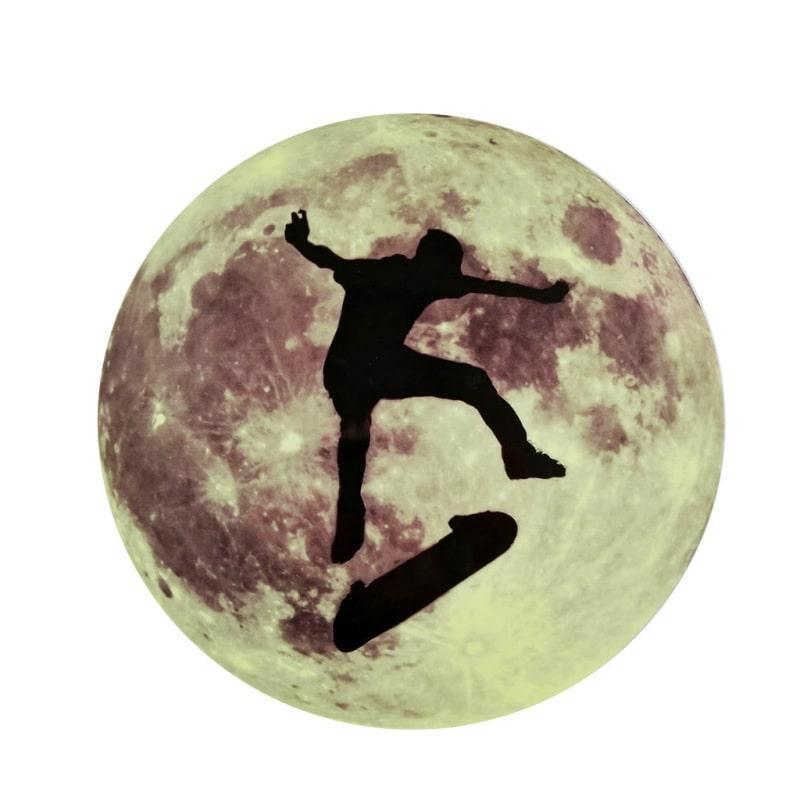 Selvlysende Måne Wallsticker med Skateboard Tricks - 30 cm