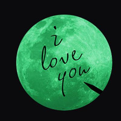 Selvlysende Måne Vægklistermærke - I Love You! 34 cm